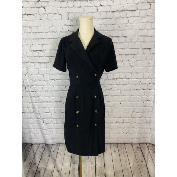 Monteau Black Double-Breasted Midi Dress - Picture 4 of 8